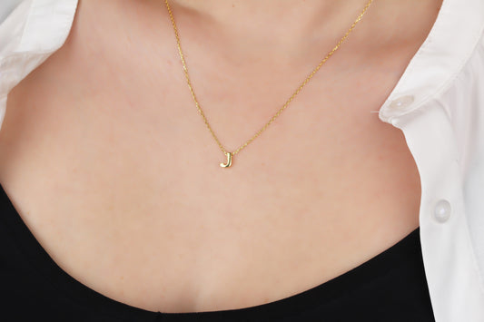 925k Sterling Silver 3D Minimalist Letter J Necklace