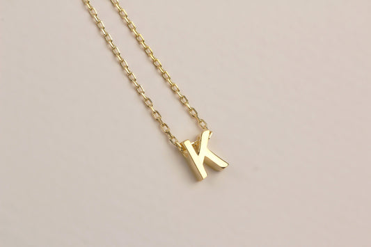 925k Sterling Silver 3D Minimalist Letter K Necklace - alternate view 2
