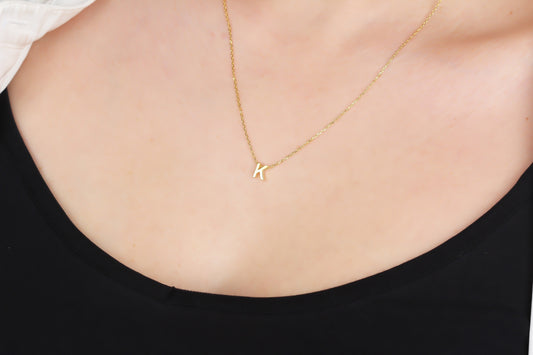 925k Sterling Silver 3D Minimalist Letter K Necklace
