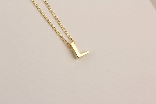 925k Sterling Silver 3D Minimalist Letter L Necklace - alternate view 2