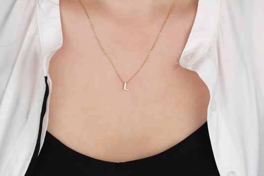 925k Sterling Silver 3D Minimalist Letter L Necklace
