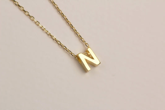 925k Sterling Silver 3D Minimalist Letter N Necklace - alternate view 2