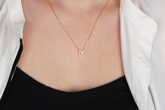 925k Sterling Silver 3D Minimalist Letter N Necklace