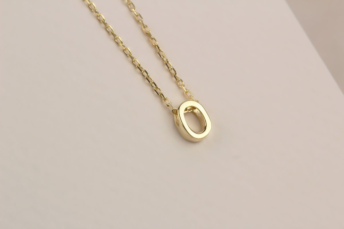 925k Sterling Silver 3D Minimalist Letter O Necklace - alternate view 2