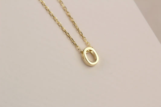 925k Sterling Silver 3D Minimalist Letter O Necklace - alternate view 2