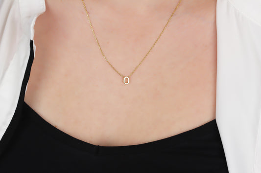 925k Sterling Silver 3D Minimalist Letter O Necklace