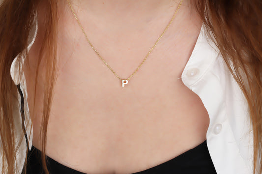925k Sterling Silver 3D Minimalist Letter P Necklace