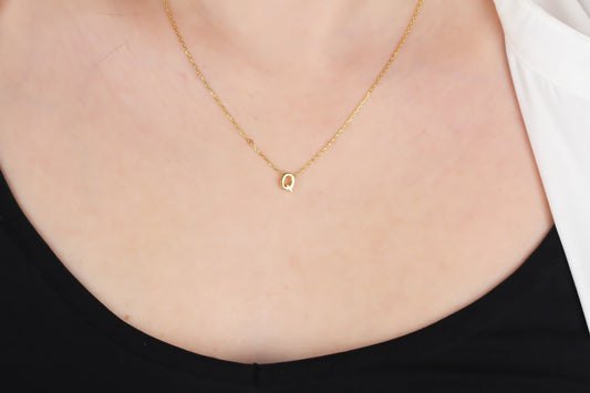 925k Sterling Silver 3D Minimalist Letter Q Necklace