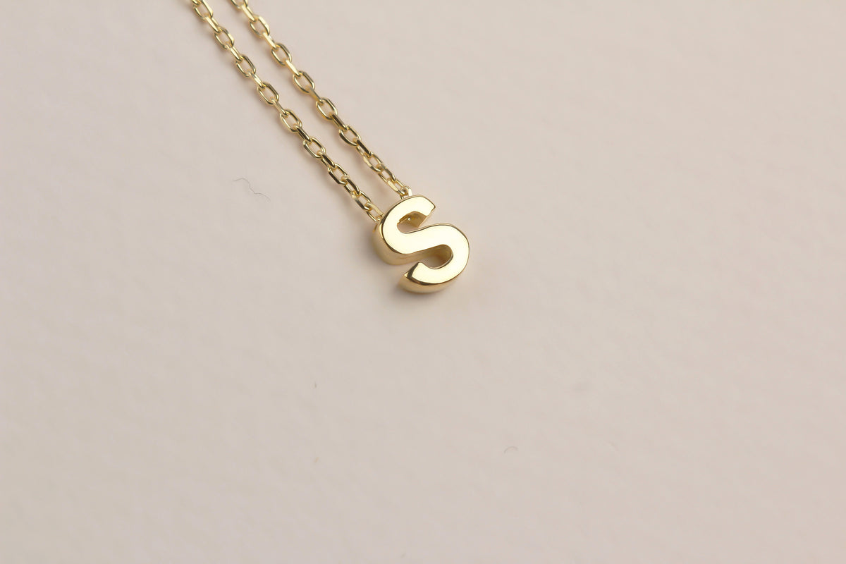 925k Sterling Silver 3D Minimalist Letter S Necklace - alternate view 2