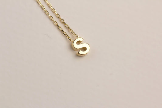 925k Sterling Silver 3D Minimalist Letter S Necklace - alternate view 2