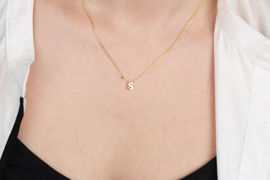 925k Sterling Silver 3D Minimalist Letter S Necklace
