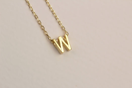 925k Sterling Silver 3D Minimalist Letter W Necklace - alternate view 2