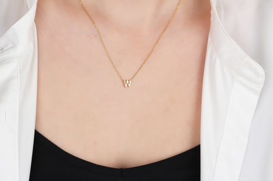 925k Sterling Silver 3D Minimalist Letter W Necklace