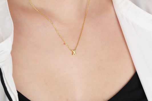 925k Sterling Silver 3D Minimalist Letter X Necklace