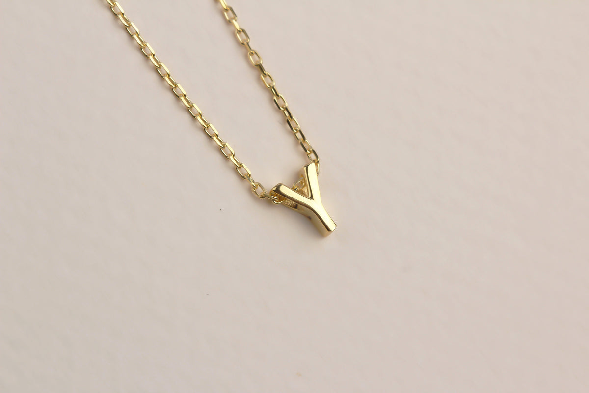 925k Sterling Silver 3D Minimalist Letter Y Necklace - alternate view 2