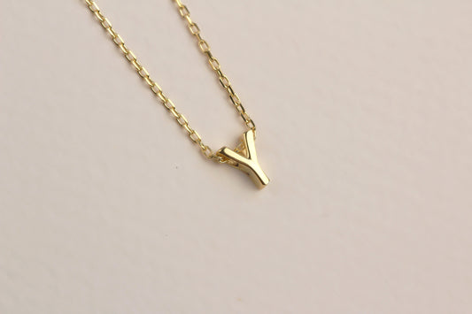 925k Sterling Silver 3D Minimalist Letter Y Necklace - alternate view 2