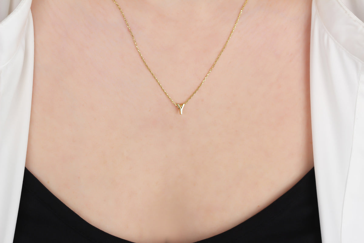 925k Sterling Silver 3D Minimalist Letter Y Necklace