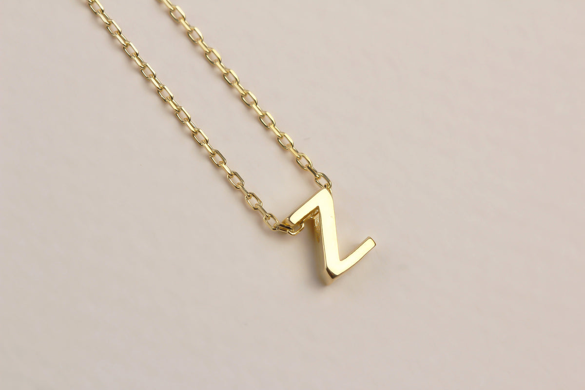 925k Sterling Silver 3D Minimalist Letter Z Necklace - alternate view 2