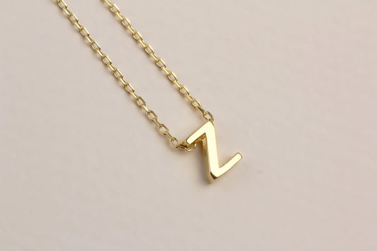 925k Sterling Silver 3D Minimalist Letter Z Necklace - alternate view 2