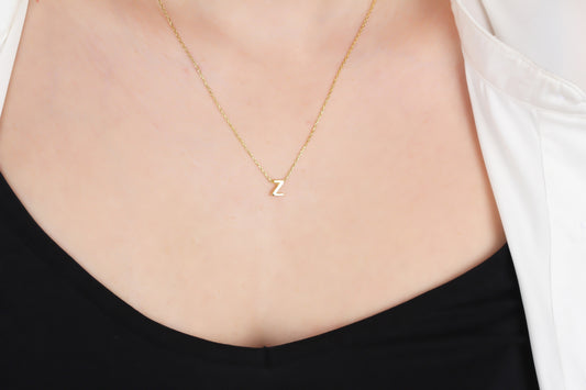 925k Sterling Silver 3D Minimalist Letter Z Necklace