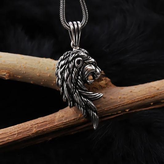 925k Sterling Silver Men Lion Necklace - alternate view 2