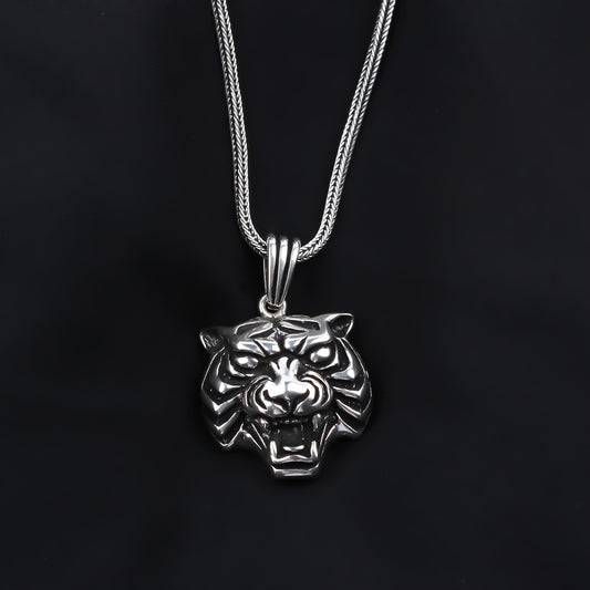 925k Sterling Silver Men Tiger Necklace - alternate view 2