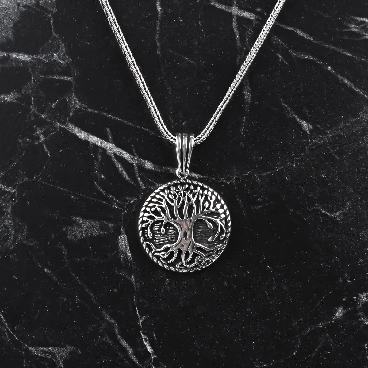 925k Sterling Silver Men Rooted Tree of Life Necklace - alternate view 2