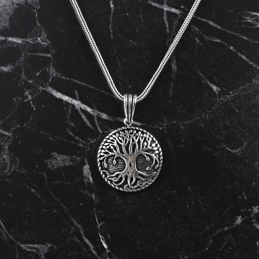 925k Sterling Silver Men Rooted Tree of Life Necklace - alternate view 2