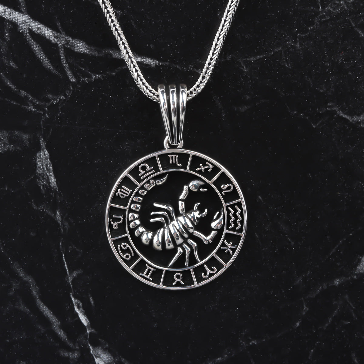 925k Sterling Silver Men Scorpio Necklace - alternate view 2