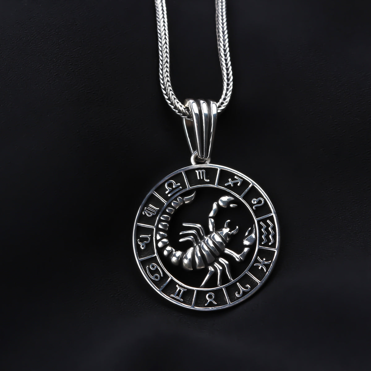 925k Sterling Silver Men Scorpio Necklace - alternate view 4