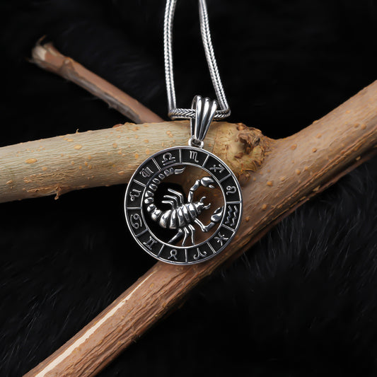 925k Sterling Silver Men Scorpio Necklace