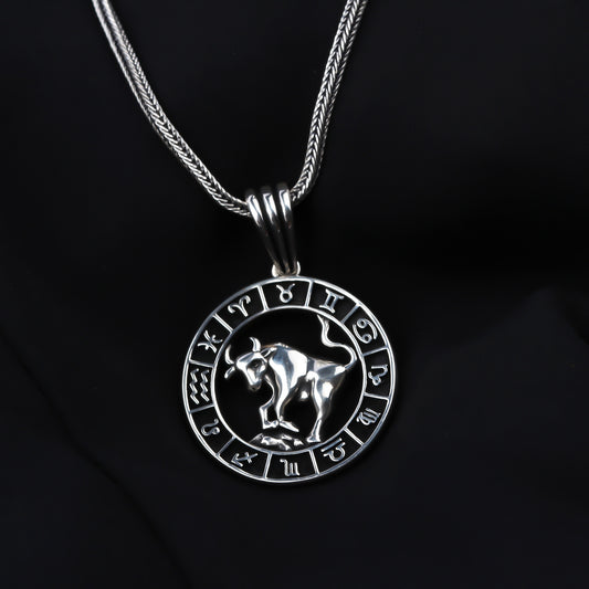 925k Sterling Silver Men Taurus Necklace - alternate view 2