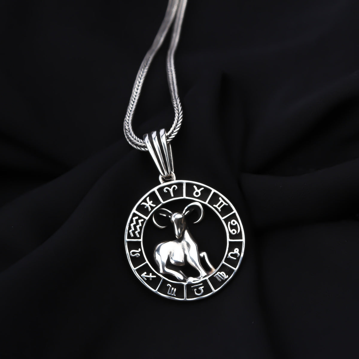 925k Sterling Silver Men Aries Necklace - alternate view 2