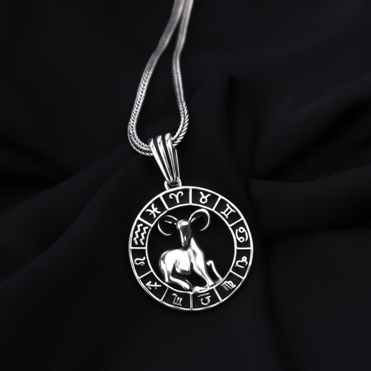 925k Sterling Silver Men Aries Necklace - alternate view 2