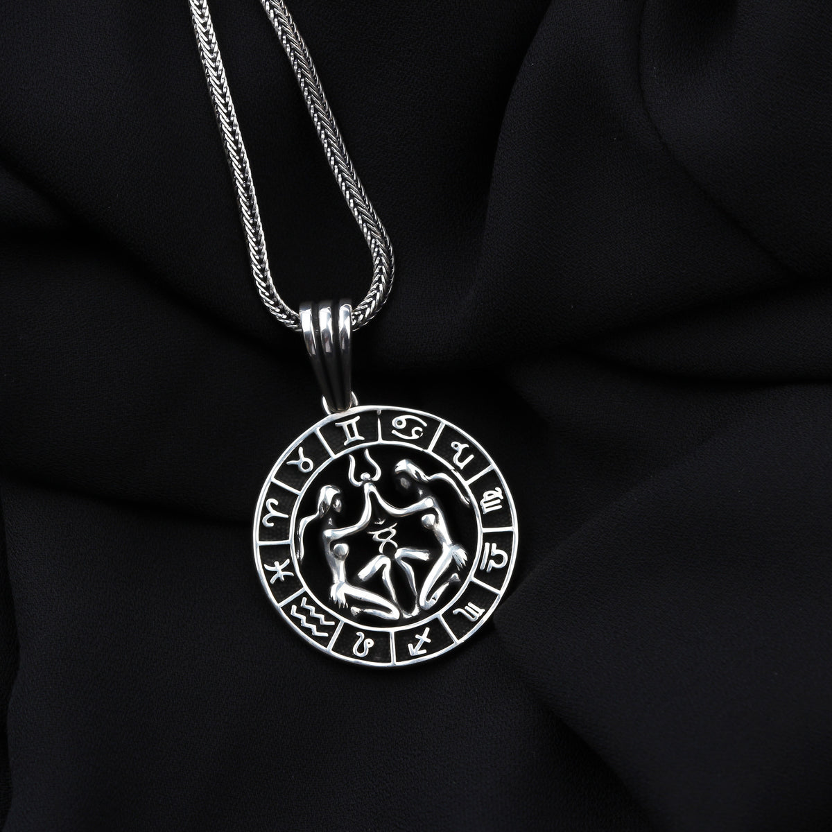 925k Sterling Silver Men Gemini Sign Necklace - alternate view 2
