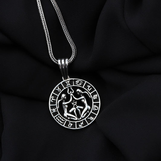 925k Sterling Silver Men Gemini Sign Necklace - alternate view 2