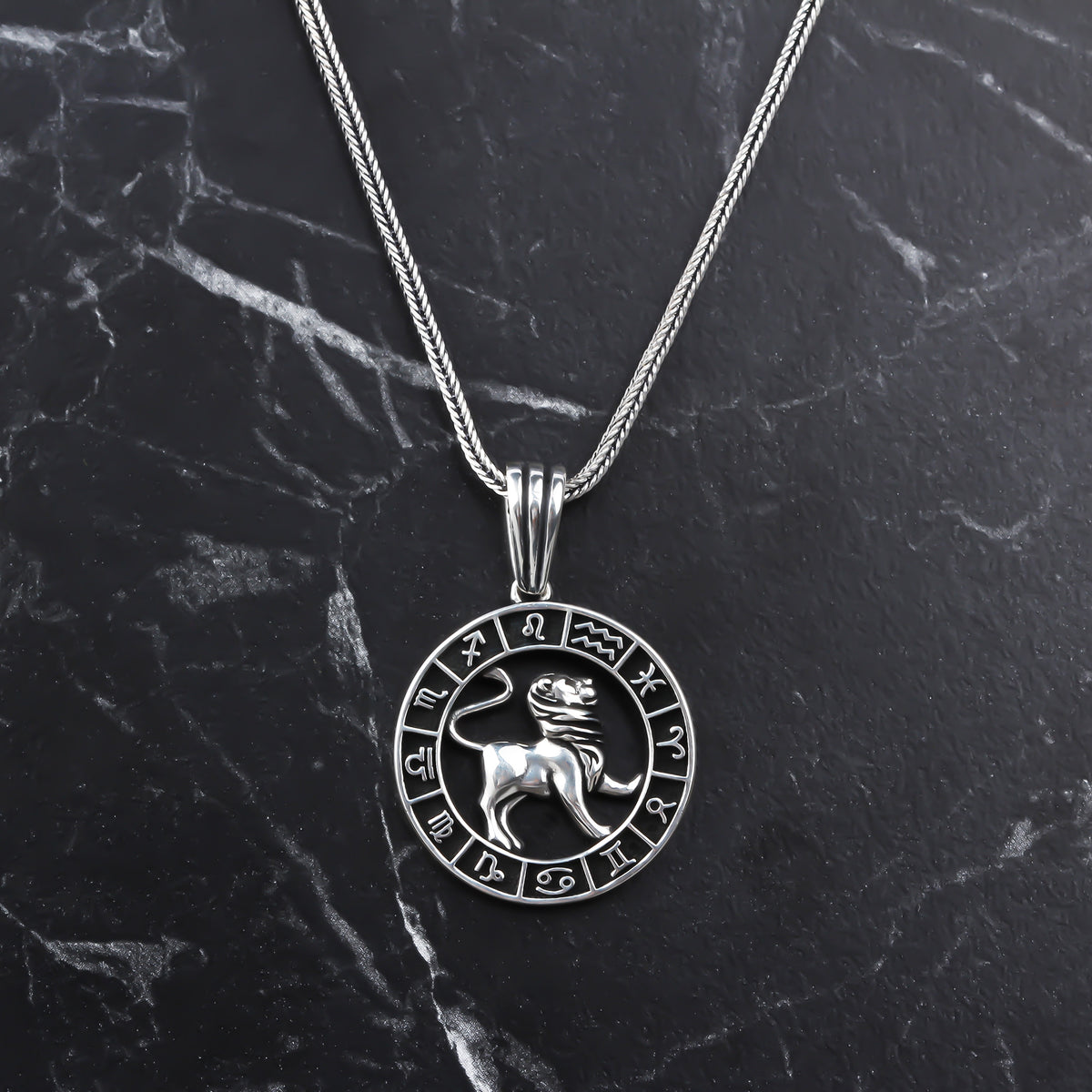 925k Sterling Silver Male Leo Sign Necklace - alternate view 2