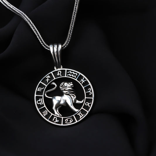 925k Sterling Silver Male Leo Sign Necklace