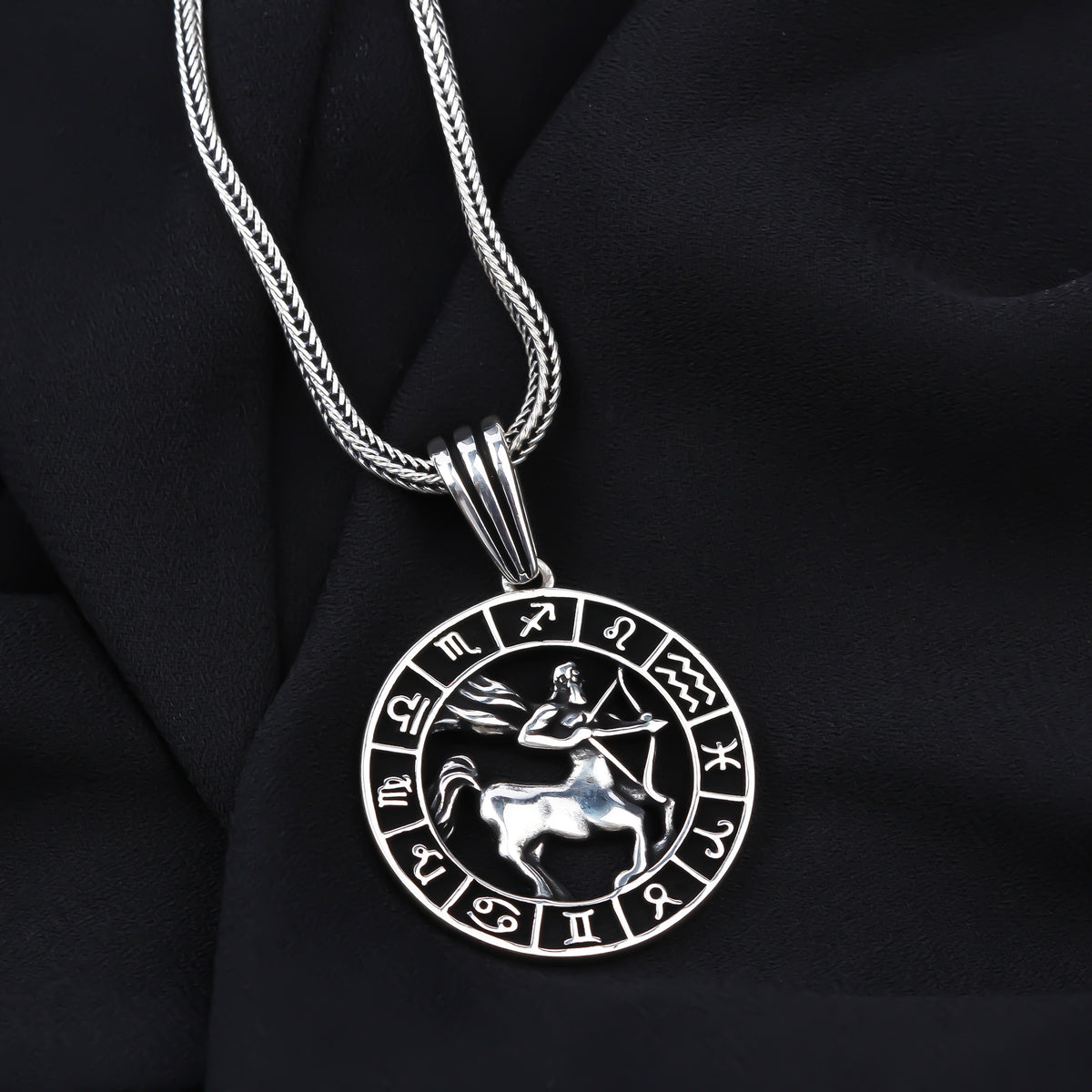 925k Sterling Silver Men Sagittarius Necklace - alternate view 2