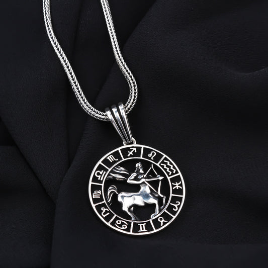 925k Sterling Silver Men Sagittarius Necklace - alternate view 2