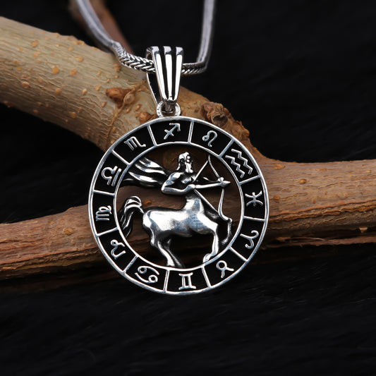 925k Sterling Silver Men Sagittarius Necklace