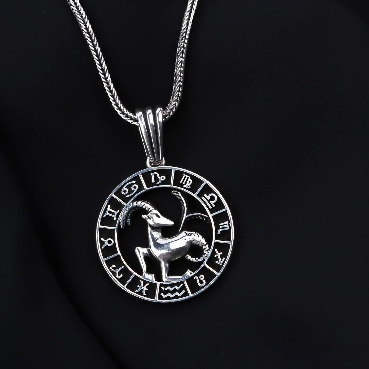 925k Sterling Silver Male Capricorn Necklace - alternate view 2