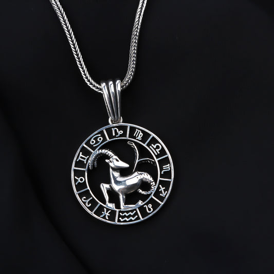 925k Sterling Silver Male Capricorn Necklace - alternate view 2