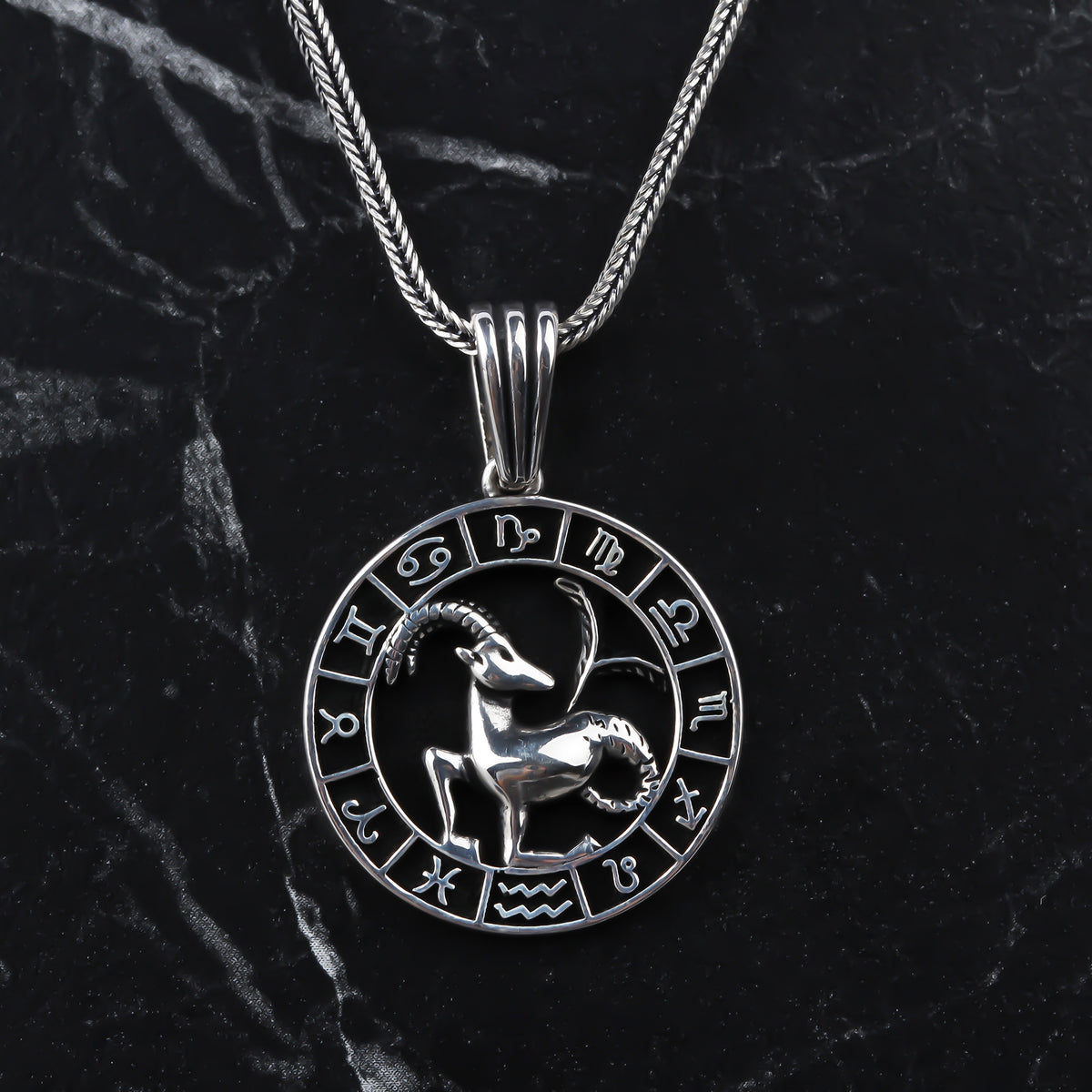 925k Sterling Silver Male Capricorn Necklace - alternate view 3