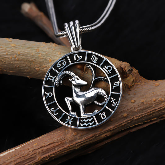 925k Sterling Silver Male Capricorn Necklace