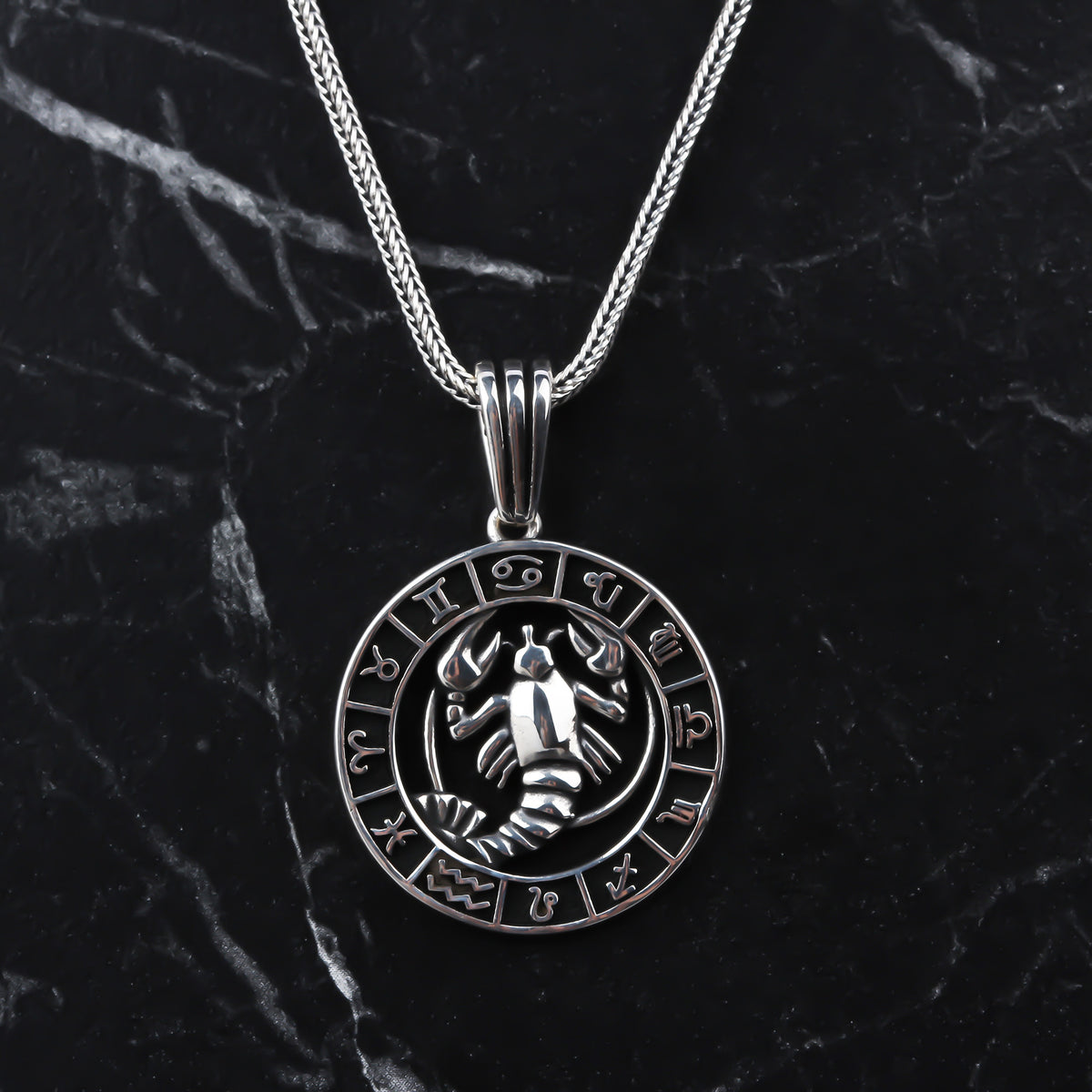 925k Sterling Silver Male Cancer Sign Necklace - alternate view 2