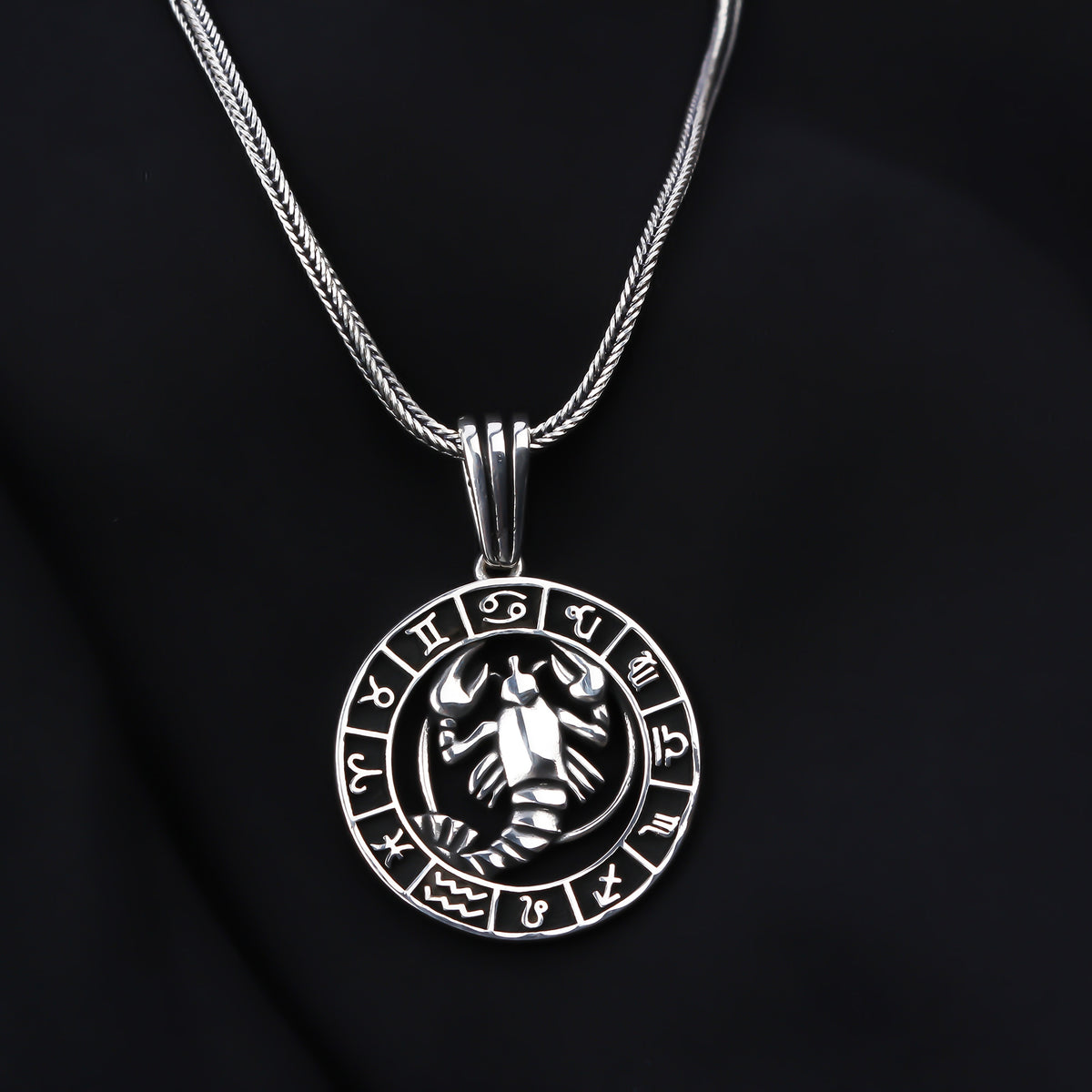 925k Sterling Silver Male Cancer Sign Necklace - alternate view 3