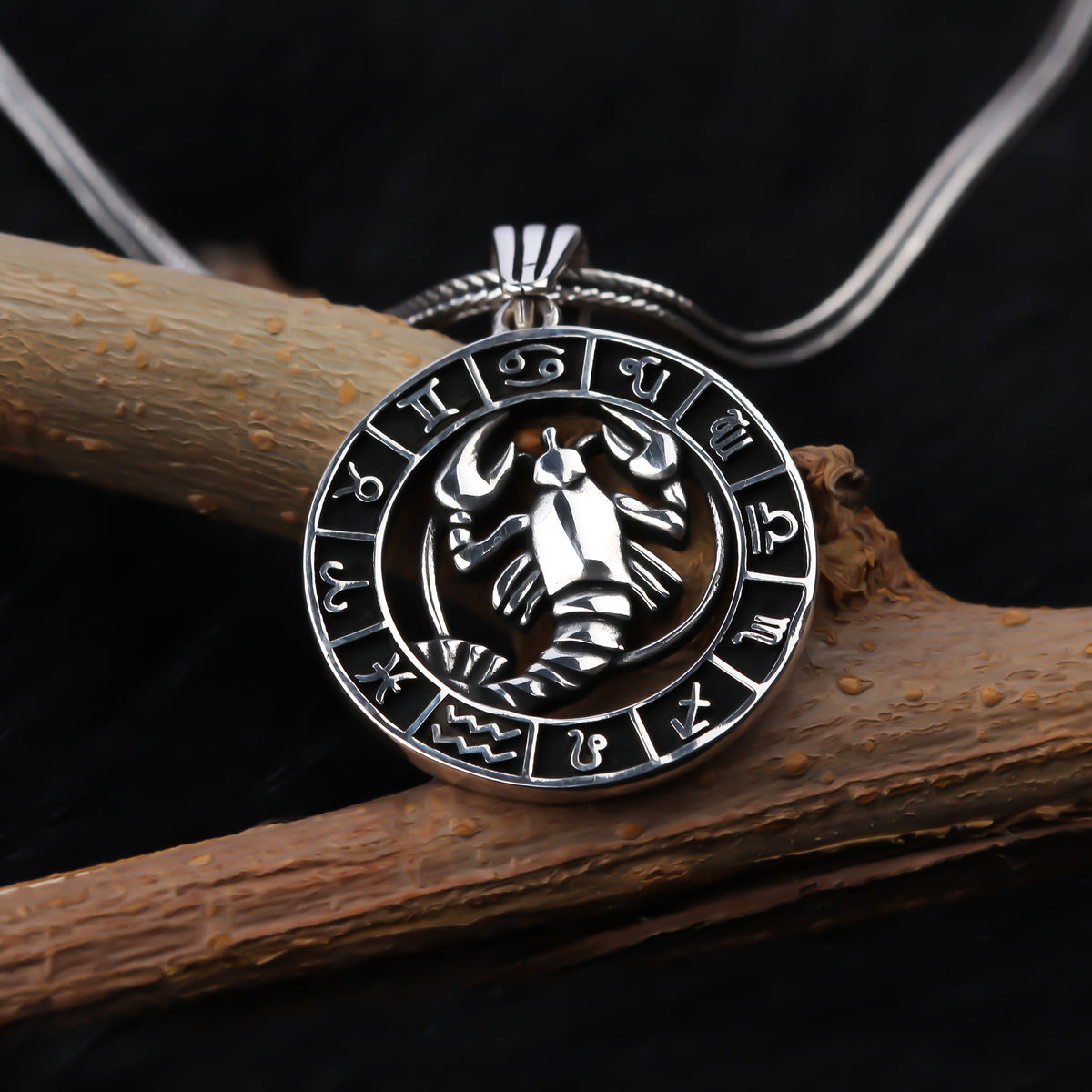 925k Sterling Silver Male Cancer Sign Necklace - alternate view 4