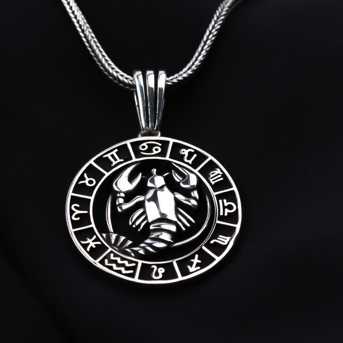 925k Sterling Silver Male Cancer Sign Necklace