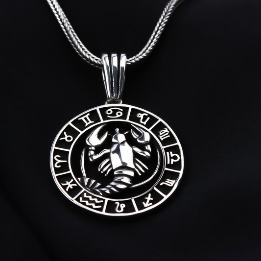 925k Sterling Silver Male Cancer Sign Necklace